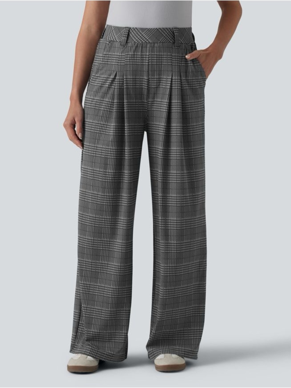 Halara high-waisted houndstooth plaid pants